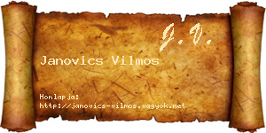 Janovics Vilmos névjegykártya
